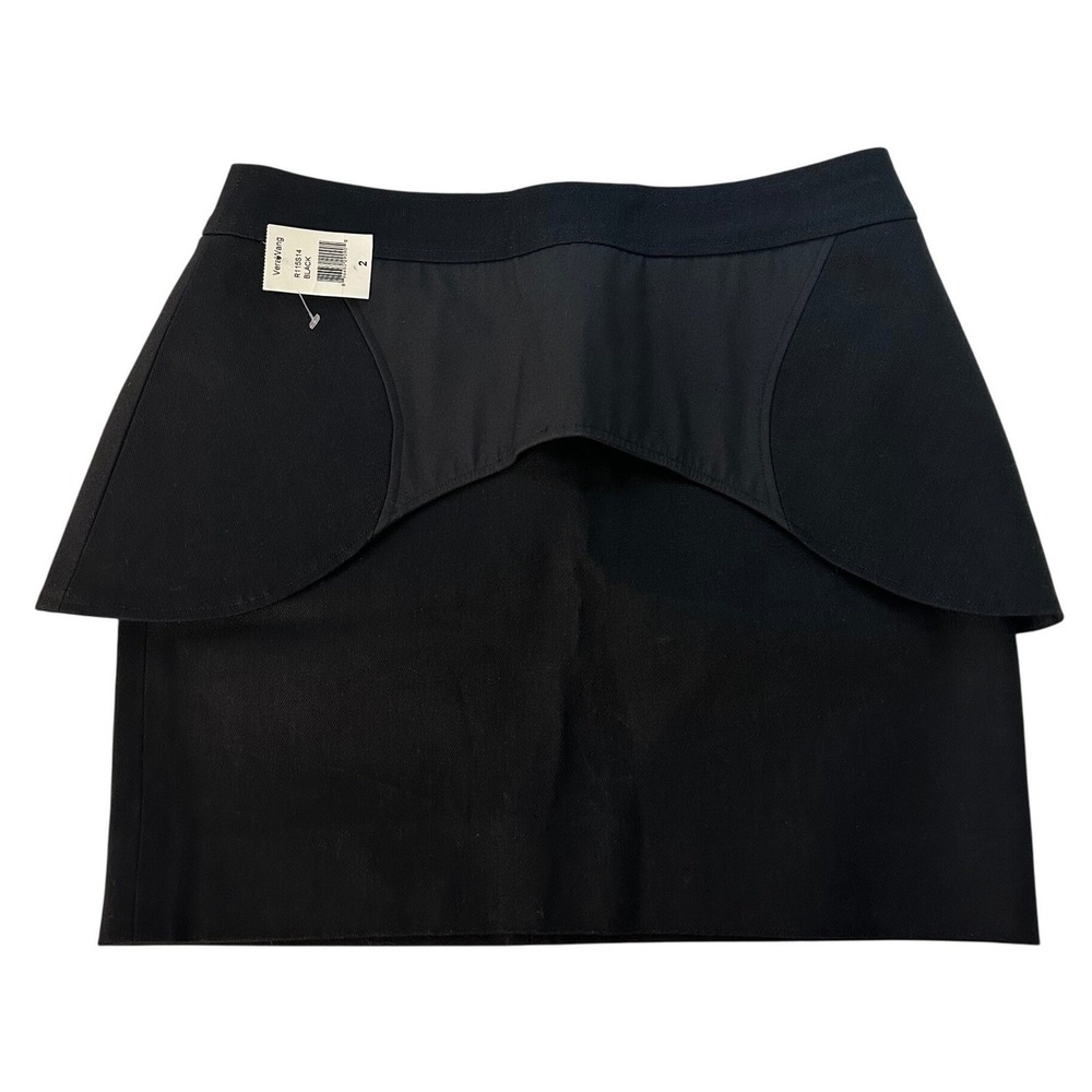 Vera Wang Collection Designer Skirt Black Size 2 Peplum Overlay Architectural - Picture 2 of 12
